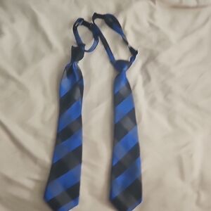 Place Blue and Black Striped Clip-On Tie